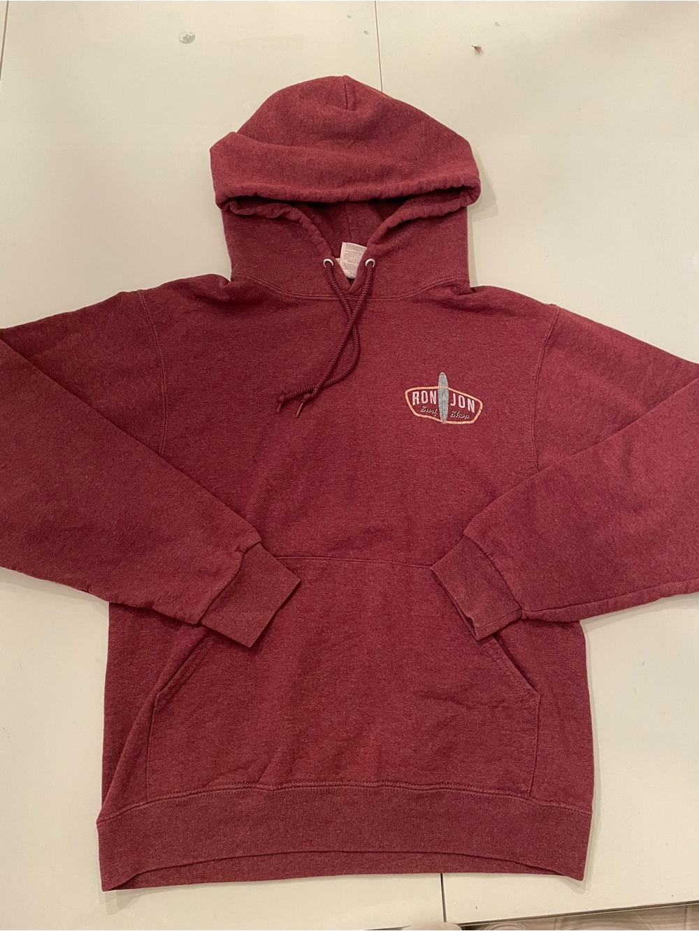 Ron Jon Deep Red Pullover Hoodie with Chest Logo
